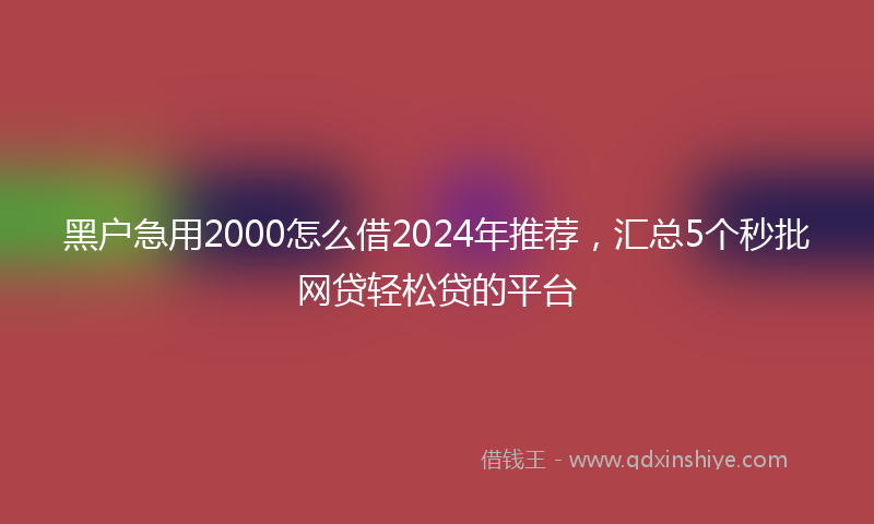 黑户急用2000怎么借2024年推荐，汇总5个秒批网贷轻松贷的平台