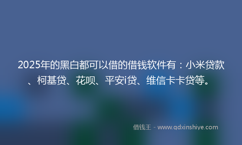 2025年的黑白都可以借的借钱软件有：小米贷款、柯基贷、花呗、平安i贷、维信卡卡贷等。