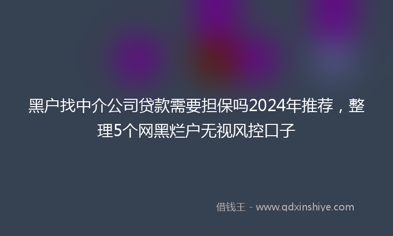 黑户找中介公司贷款需要担保吗2024年推荐，整理5个网黑烂户无视风控口子