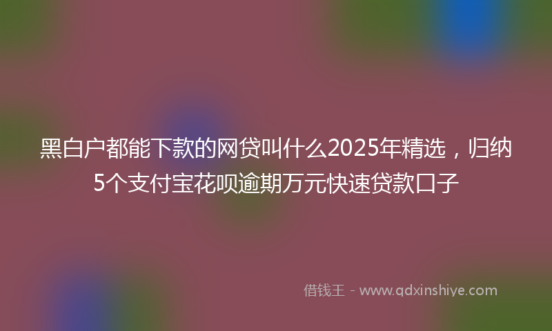 黑白户都能下款的网贷叫什么2025年精选，归纳5个支付宝花呗逾期万元快速贷款口子
