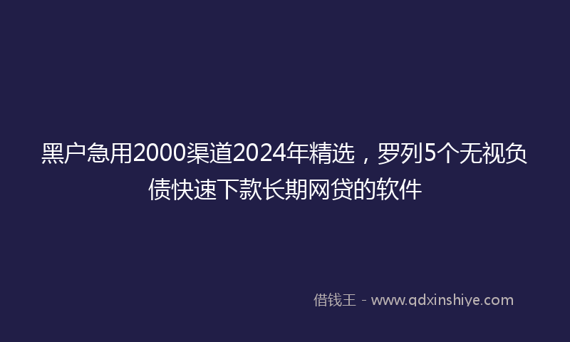 黑户急用2000渠道2024年精选，罗列5个无视负债快速下款长期网贷的软件