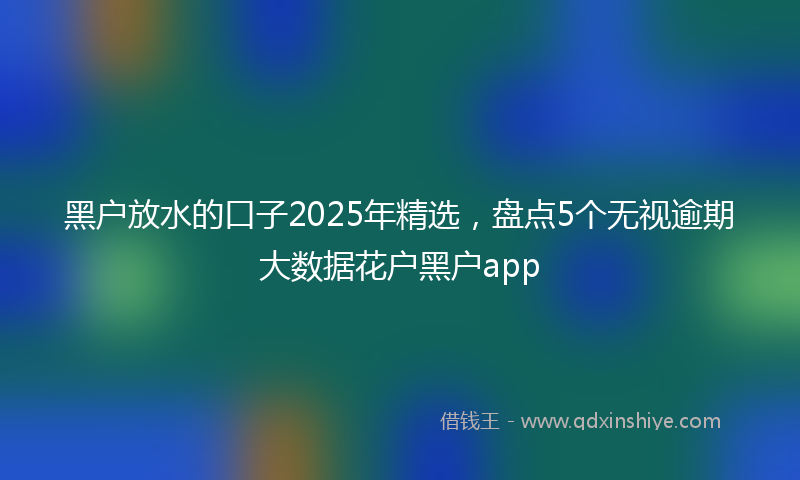 黑户放水的口子2025年精选，盘点5个无视逾期大数据花户黑户app