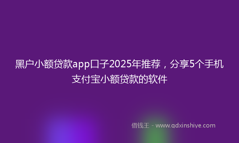 黑户小额贷款app口子2025年推荐，分享5个手机支付宝小额贷款的软件