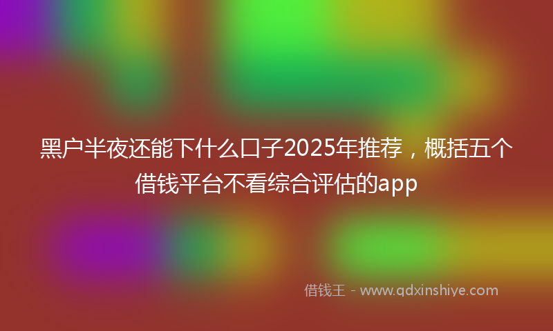 黑户半夜还能下什么口子2025年推荐，概括五个借钱平台不看综合评估的app