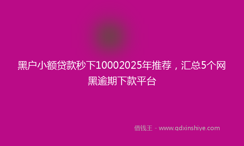 黑户小额贷款秒下10002025年推荐，汇总5个网黑逾期下款平台