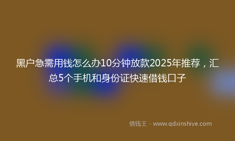黑户急需用钱怎么办10分钟放款2025年推荐，汇总5个手机和身份证快速借钱口子