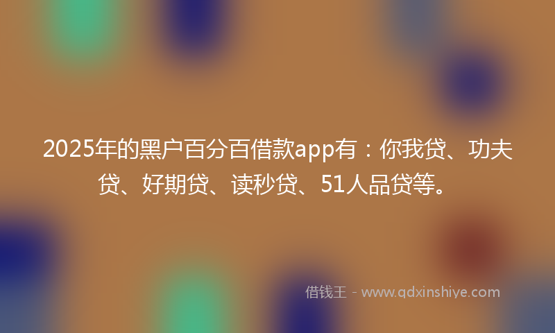 2025年的黑户百分百借款app有：你我贷、功夫贷、好期贷、读秒贷、51人品贷等。