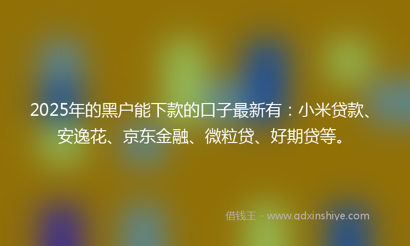 2025年的黑户能下款的口子最新有：小米贷款、安逸花、京东金融、微粒贷、好期贷等。