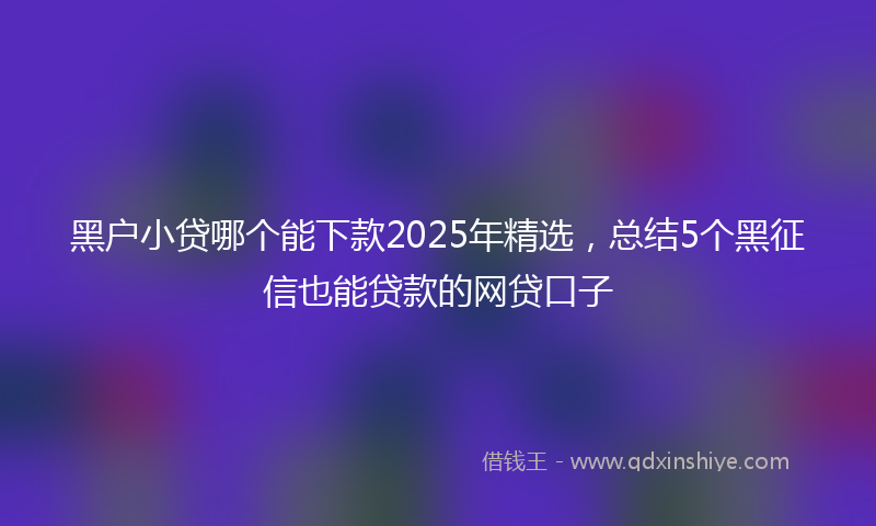 黑户小贷哪个能下款2025年精选，总结5个黑征信也能贷款的网贷口子