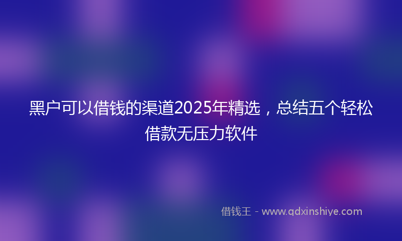 黑户可以借钱的渠道2025年精选，总结五个轻松借款无压力软件
