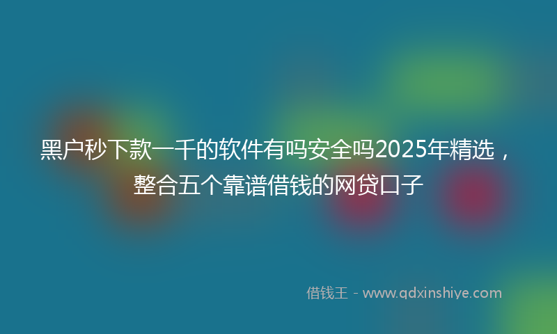 黑户秒下款一千的软件有吗安全吗2025年精选，整合五个靠谱借钱的网贷口子