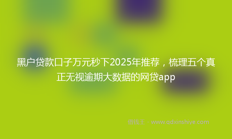 黑户贷款口子万元秒下2025年推荐，梳理五个真正无视逾期大数据的网贷app