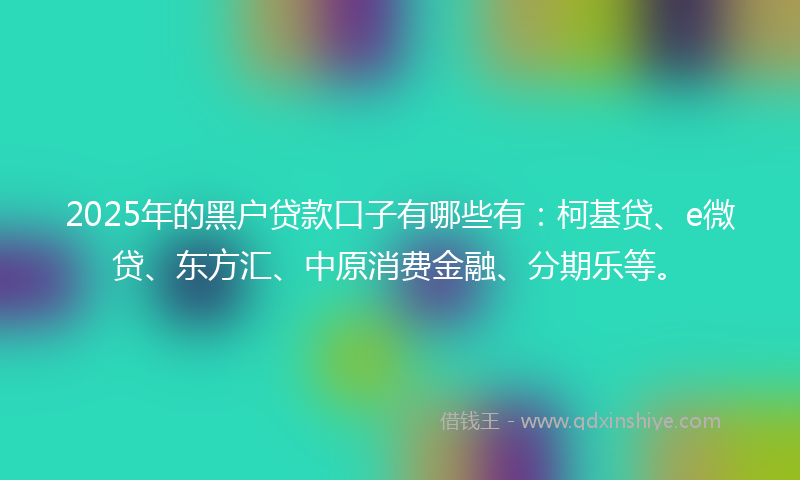 2025年的黑户贷款口子有哪些有：柯基贷、e微贷、东方汇、中原消费金融、分期乐等。