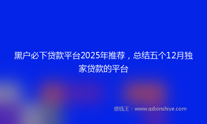 黑户必下贷款平台2025年推荐，总结五个12月独家贷款的平台