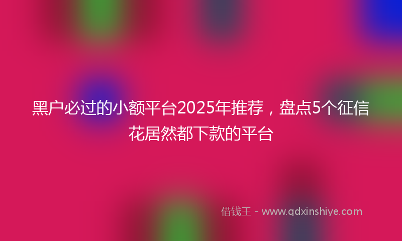 黑户必过的小额平台2025年推荐，盘点5个征信花居然都下款的平台