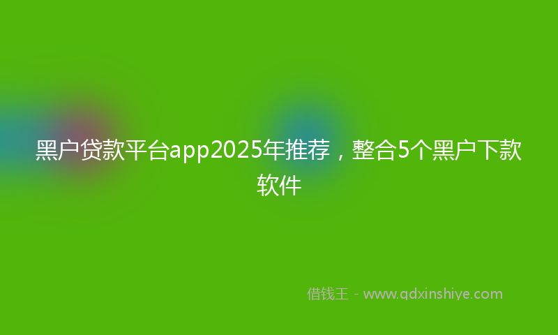 黑户贷款平台app2025年推荐，整合5个黑户下款软件