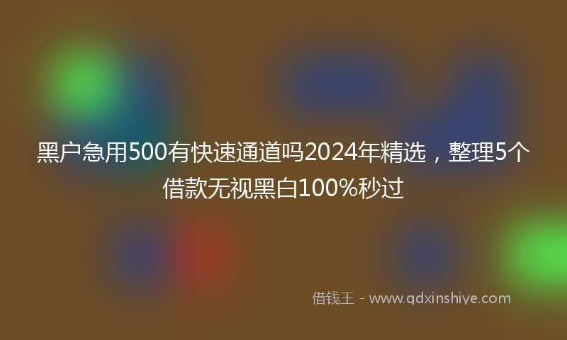 黑户急用500有快速通道吗2024年精选，整理5个借款无视黑白100%秒过
