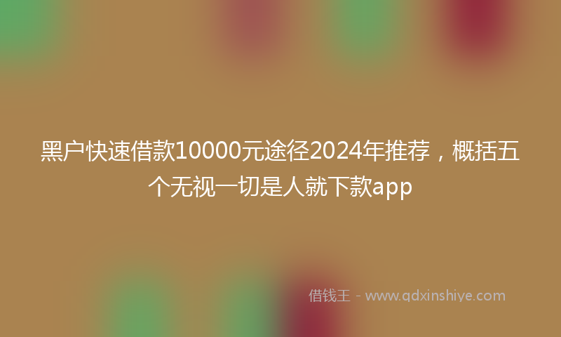 黑户快速借款10000元途径2024年推荐，概括五个无视一切是人就下款app