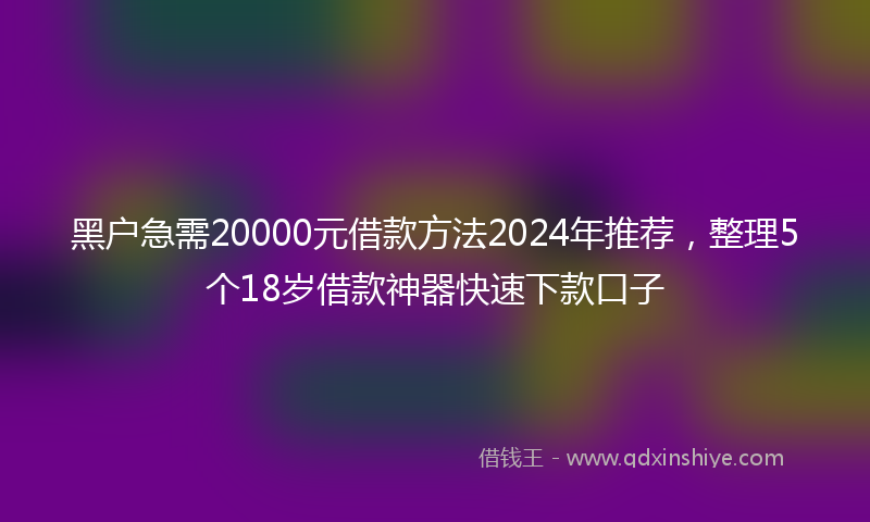 黑户急需20000元借款方法2024年推荐，整理5个18岁借款神器快速下款口子