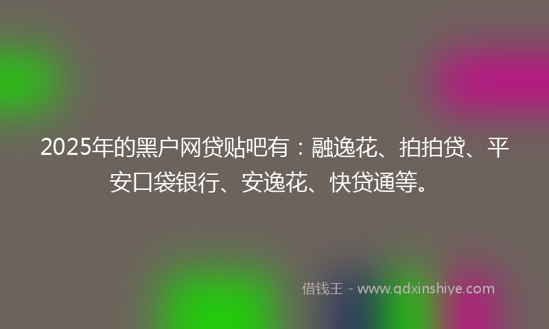 2025年的黑户网贷贴吧有：融逸花、拍拍贷、平安口袋银行、安逸花、快贷通等。
