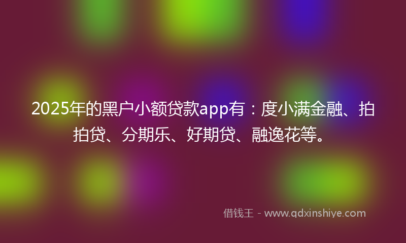 2025年的黑户小额贷款app有：度小满金融、拍拍贷、分期乐、好期贷、融逸花等。