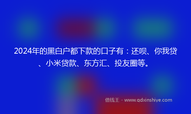2024年的黑白户都下款的口子有：还呗、你我贷、小米贷款、东方汇、投友圈等。