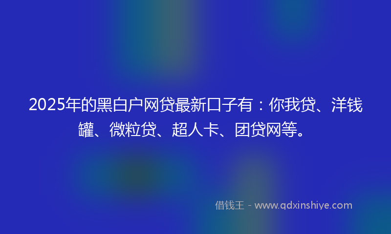2025年的黑白户网贷最新口子有：你我贷、洋钱罐、微粒贷、超人卡、团贷网等。