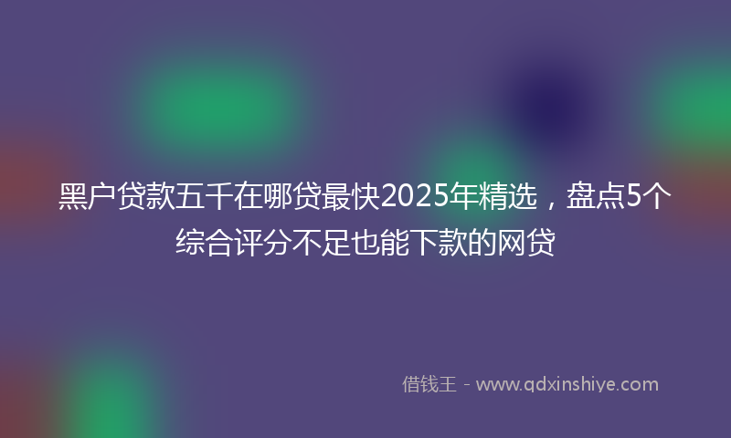黑户贷款五千在哪贷最快2025年精选，盘点5个综合评分不足也能下款的网贷