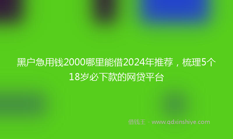 黑户急用钱2000哪里能借2024年推荐，梳理5个18岁必下款的网贷平台
