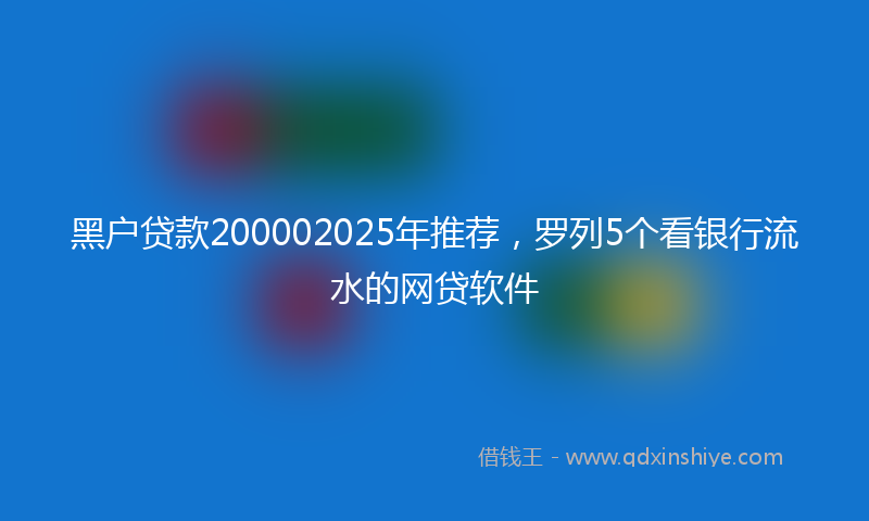 黑户贷款200002025年推荐，罗列5个看银行流水的网贷软件