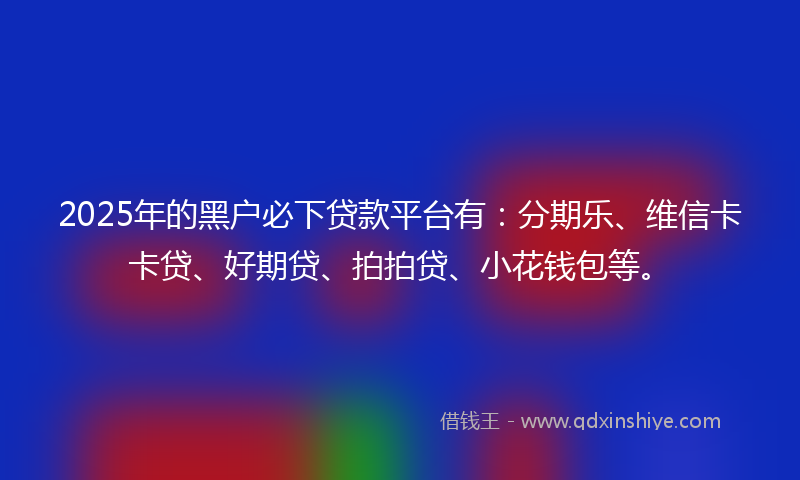 2025年的黑户必下贷款平台有：分期乐、维信卡卡贷、好期贷、拍拍贷、小花钱包等。