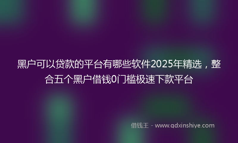 黑户可以贷款的平台有哪些软件2025年精选，整合五个黑户借钱0门槛极速下款平台
