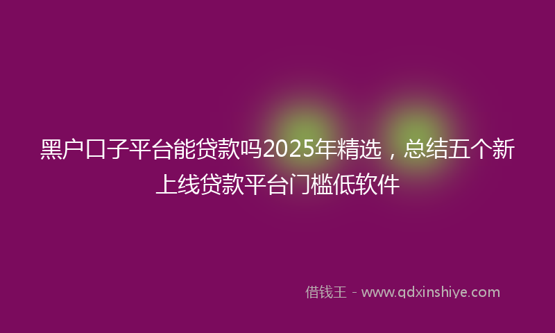 黑户口子平台能贷款吗2025年精选，总结五个新上线贷款平台门槛低软件