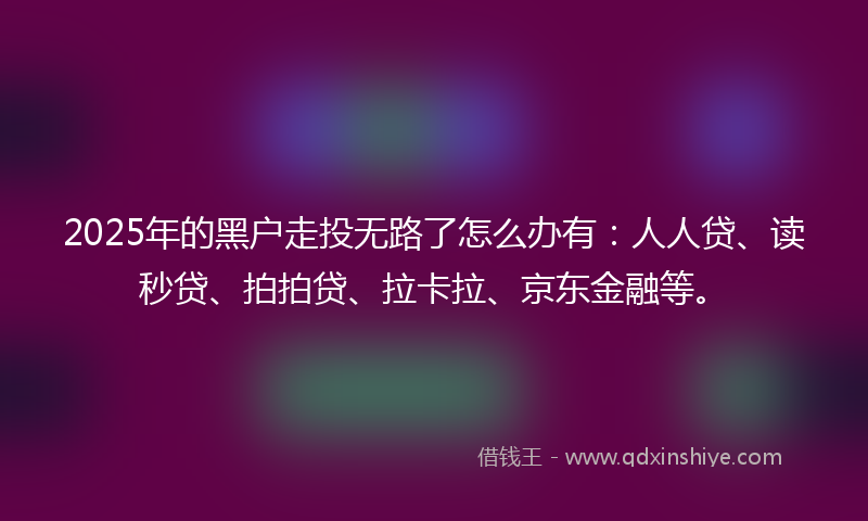 2025年的黑户走投无路了怎么办有：人人贷、读秒贷、拍拍贷、拉卡拉、京东金融等。