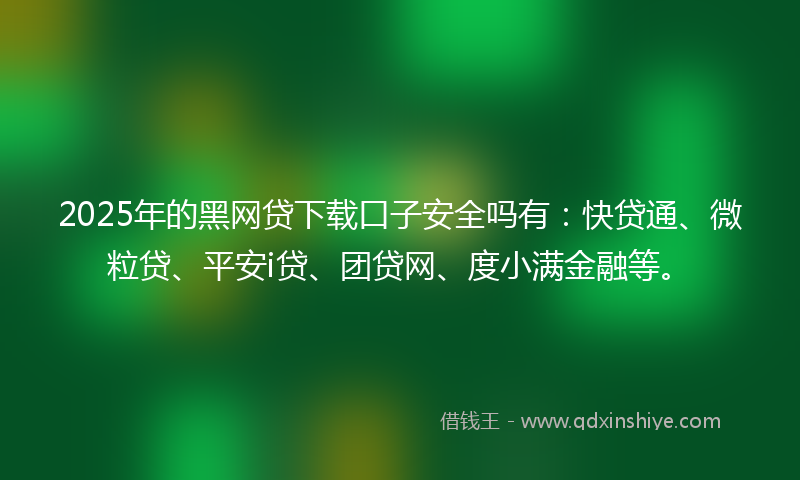 2025年的黑网贷下载口子安全吗有：快贷通、微粒贷、平安i贷、团贷网、度小满金融等。