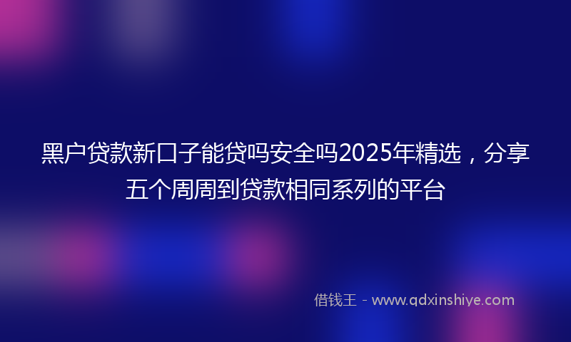 黑户贷款新口子能贷吗安全吗2025年精选，分享五个周周到贷款相同系列的平台