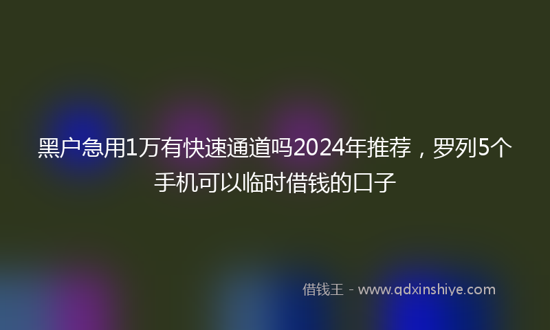 黑户急用1万有快速通道吗2024年推荐，罗列5个手机可以临时借钱的口子