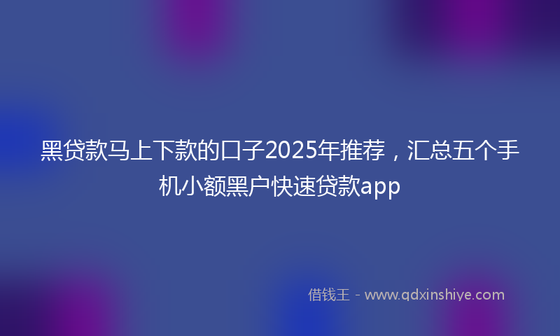 黑贷款马上下款的口子2025年推荐，汇总五个手机小额黑户快速贷款app