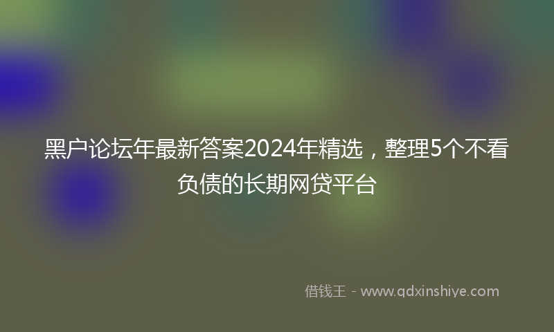 黑户论坛年最新答案2024年精选，整理5个不看负债的长期网贷平台