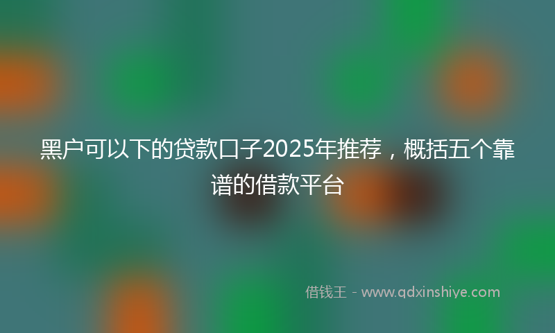 黑户可以下的贷款口子2025年推荐，概括五个靠谱的借款平台