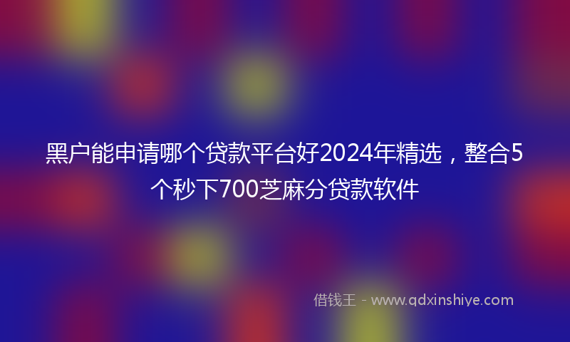黑户能申请哪个贷款平台好2024年精选，整合5个秒下700芝麻分贷款软件