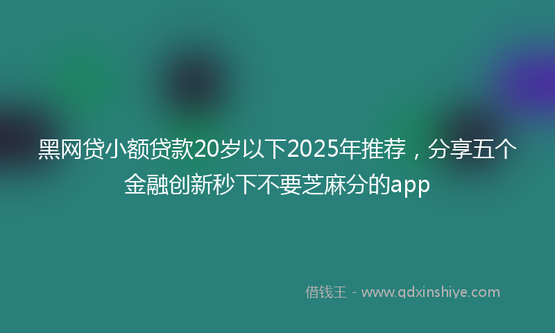 黑网贷小额贷款20岁以下2025年推荐，分享五个金融创新秒下不要芝麻分的app