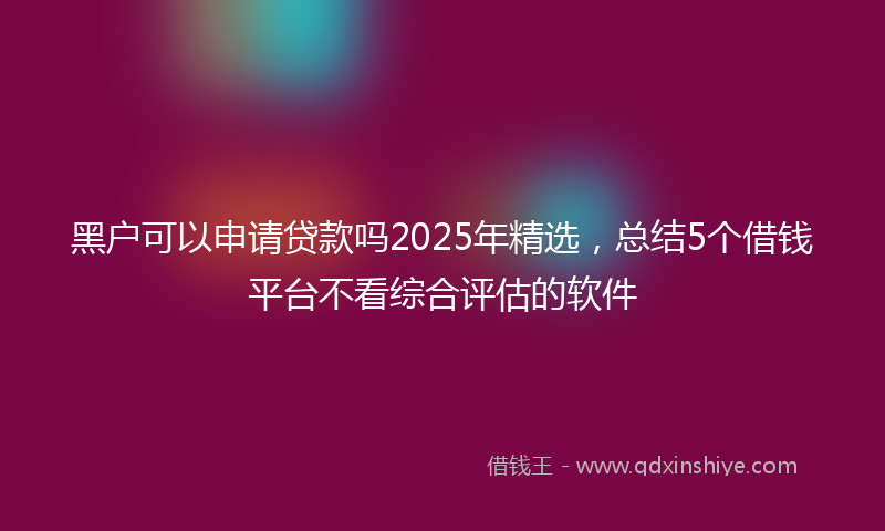 黑户可以申请贷款吗2025年精选，总结5个借钱平台不看综合评估的软件