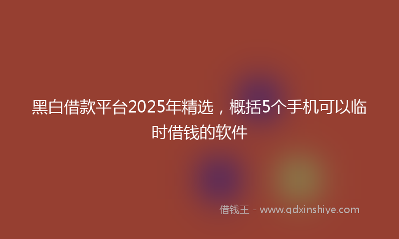 黑白借款平台2025年精选，概括5个手机可以临时借钱的软件