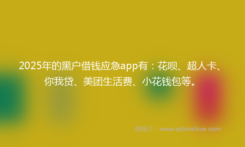 2025年的黑户借钱应急app有：花呗、超人卡、你我贷、美团生活费、小花钱包等。