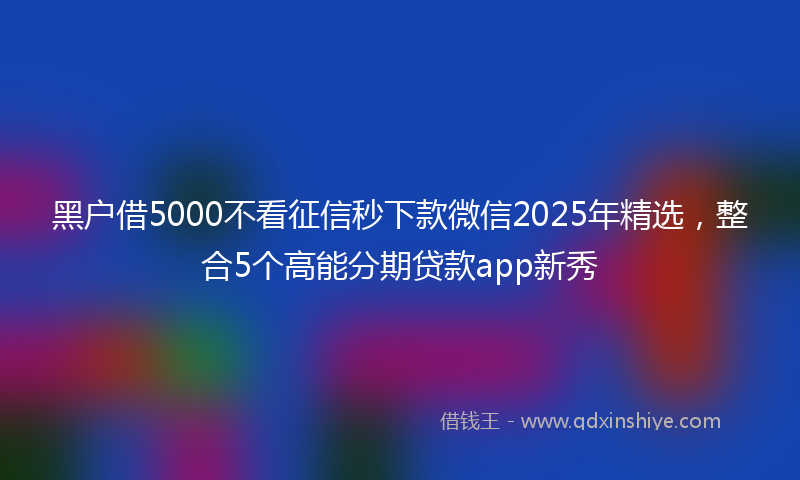 黑户借5000不看征信秒下款微信2025年精选，整合5个高能分期贷款app新秀