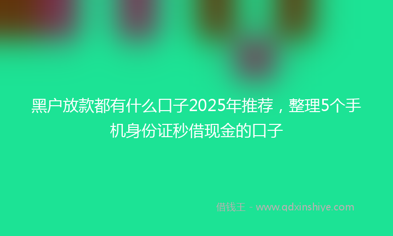 黑户放款都有什么口子2025年推荐，整理5个手机身份证秒借现金的口子
