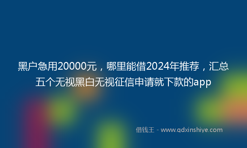 黑户急用20000元，哪里能借2024年推荐，汇总五个无视黑白无视征信申请就下款的app