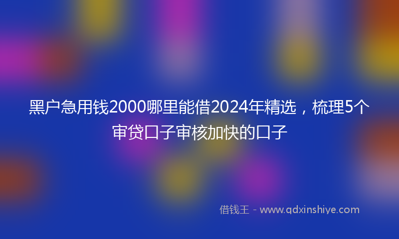 黑户急用钱2000哪里能借2024年精选，梳理5个审贷口子审核加快的口子