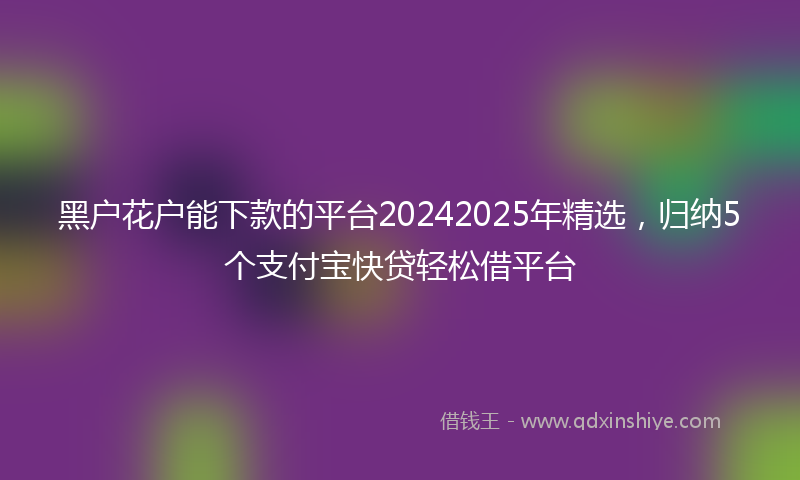 黑户花户能下款的平台20242025年精选，归纳5个支付宝快贷轻松借平台